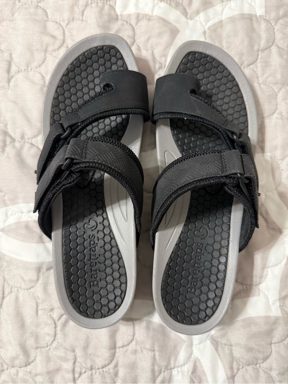 Bear Traps Black and Gray Adjustable Slide Sandals